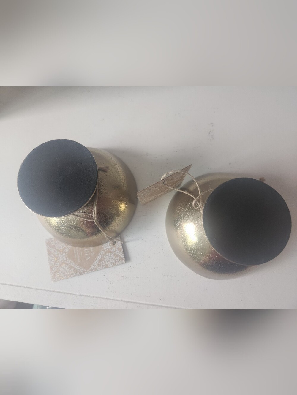 Gold Metal Pedestal Bowls with Black & White Checker Interior (Set of 2) - Picture 6 of 9